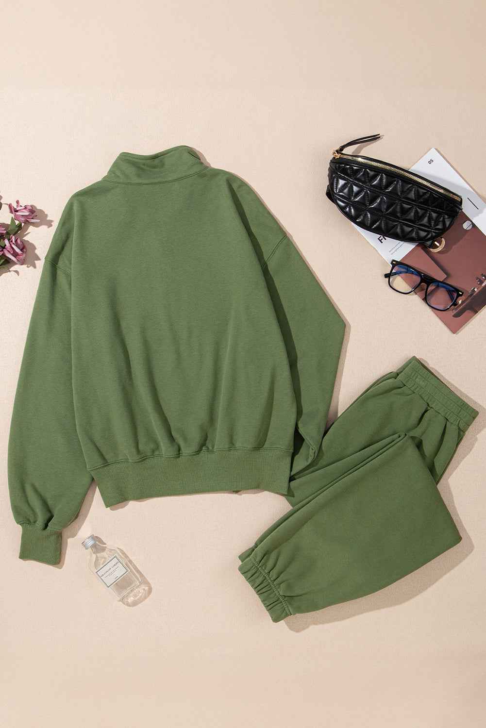 Vineyard Green Half Zip up Pullover Active Top and Joggers Set 7cd6a72d21155fe8