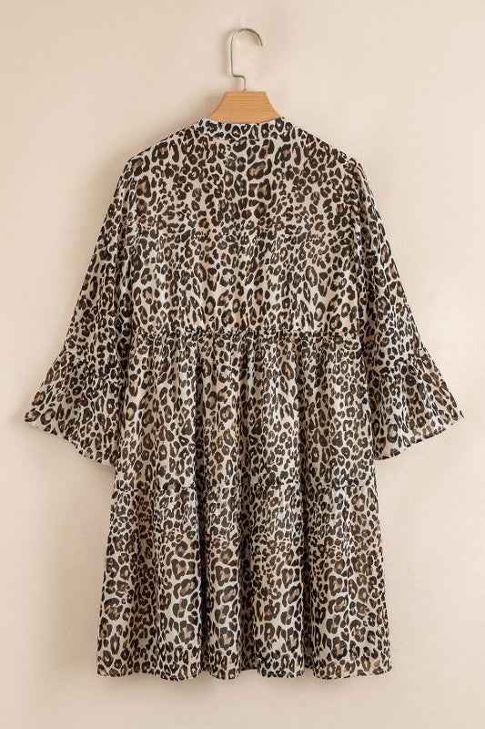 Leopard 3/4 Sleeve V-Neck Dress 7cd8e081-3b0d-4e03-9e91-e1cb0e3b5f4a