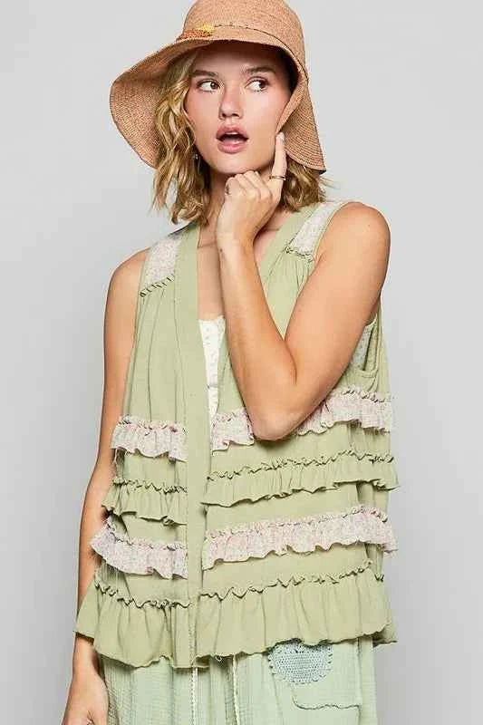 POL Ruffled Open Front Sleeveless Cardigan 7cdebf9d-a92a-4bd7-9724-7c3c773837d9-Max