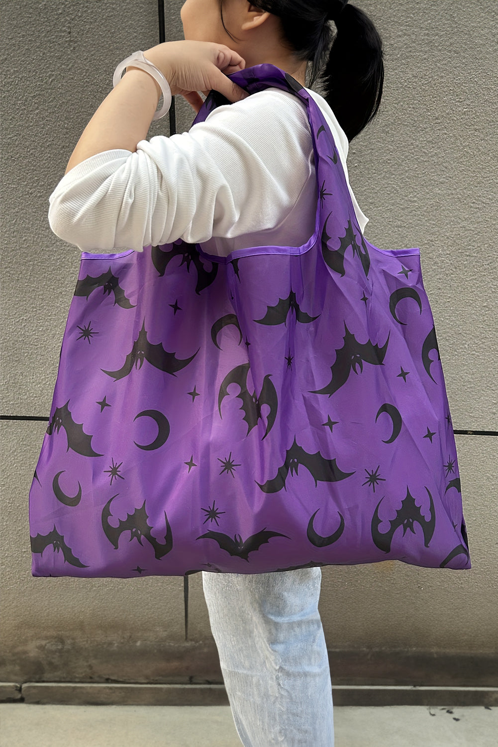 Black Goth Halloween Pumpkin Large Capacity Foldable Tote Bag 7ceac4740e68cd0b