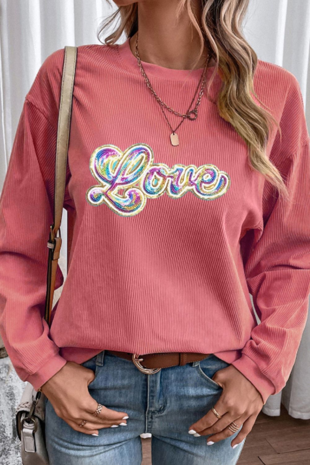 Valentine's Day LOVE Round Neck Long Sleeve Sweatshirt