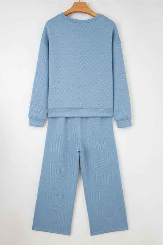 Textured Top and Pants Set 7cfab22e-c6fa-4cdd-8ada-5821fad1b247