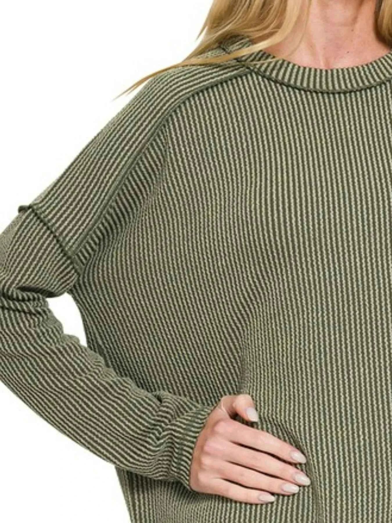 Zenana Full Size Exposed Seam Long Sleeve Corded Rib Knit Top Plus Size 7cfaf01b-0dc5-4971-8c91-533b03cd1388-Max-Origin