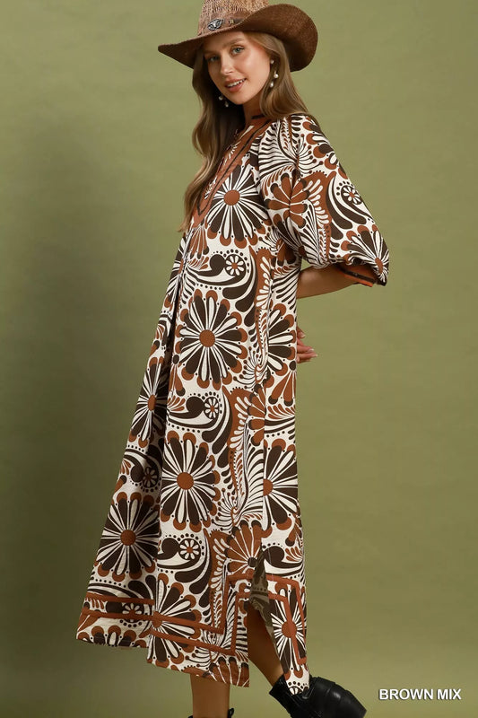 Abstract Print Midi Dress 7cfe39fa-b0f8-4563-8090-32c0ea884ea9-Max-Origin