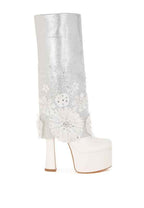 Sundra Floral Applique Platform Heeled Boots 7d1d3e3d-92b2-4e6f-9b19-09f55fc2795c