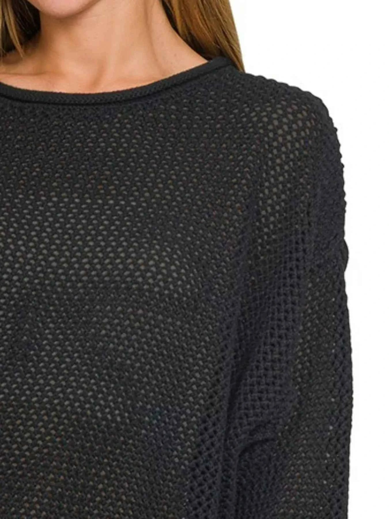Textured Drop Shoulder Knit Top 7d286388-5f8b-49a1-b6fc-1d2a88469ba8-Max-Origin