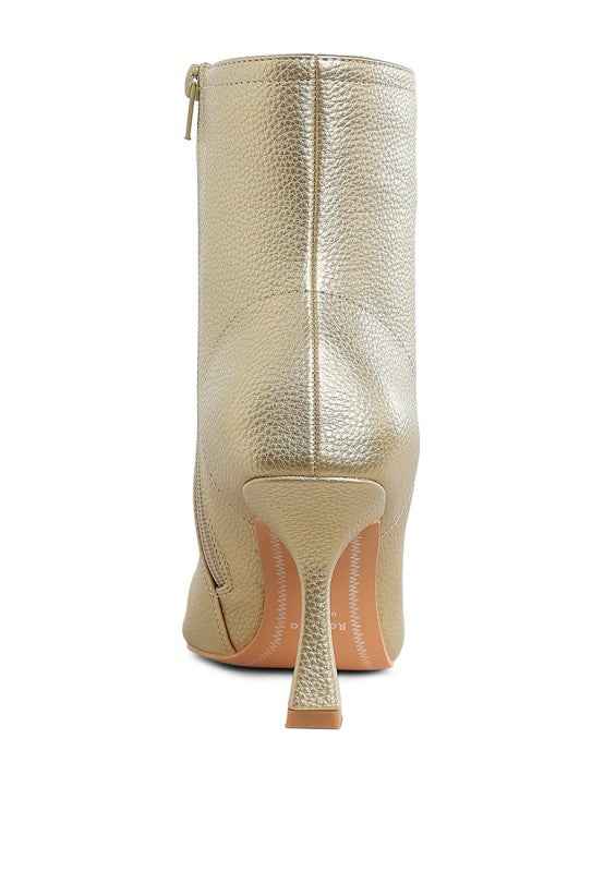 Tentia Metallic Pleather Spool Heel Boots 7d2a9815-8f24-4473-99f8-ba1a24e03074