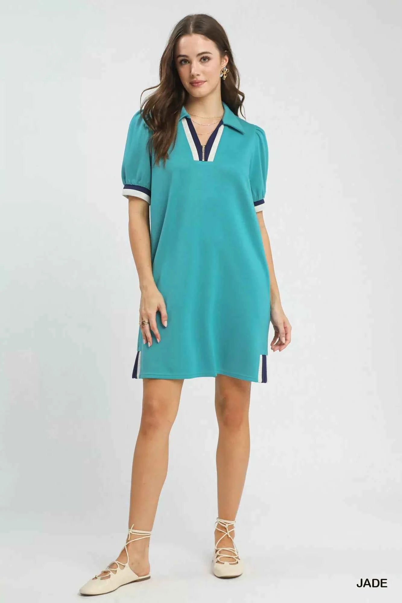 Umgee Color Block Zip Front Shift Dress 7d2da27c-fa1a-4789-b23d-3b4ed46fb4da-Max-Origin