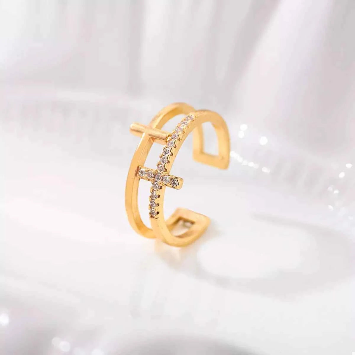18K Gold-Plated Rhinestone Cross Open Ring 7d48a4a3-8eb8-4ef7-8c72-fe9da7663069-Max-Origin