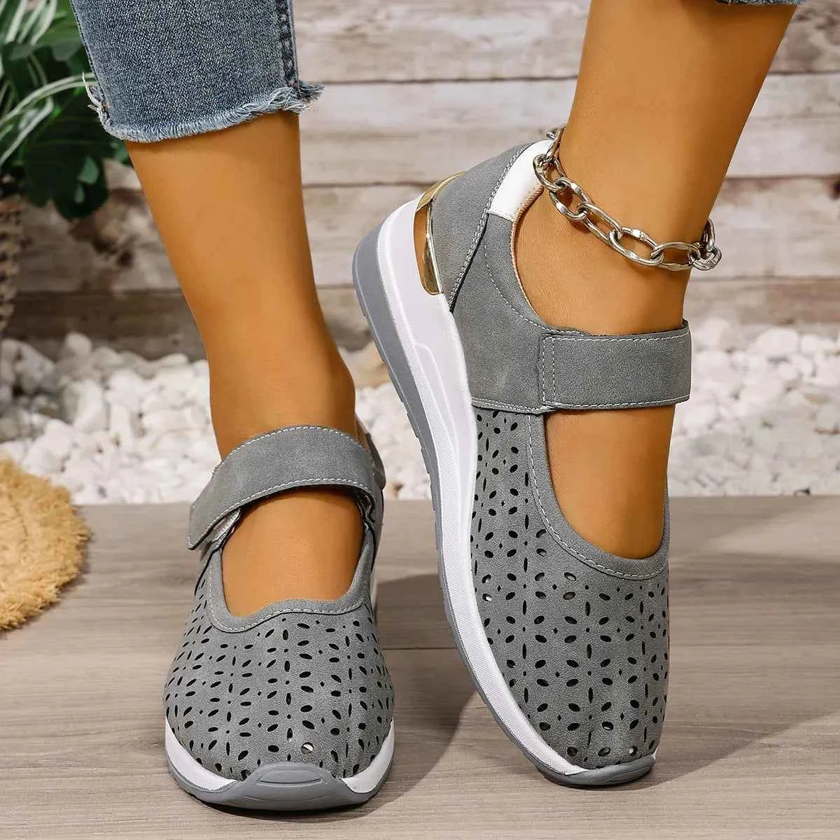 Breathable Wedge Sandals Gray 7d4eb216-0b06-450a-834b-b670c373266c-Max-Origin