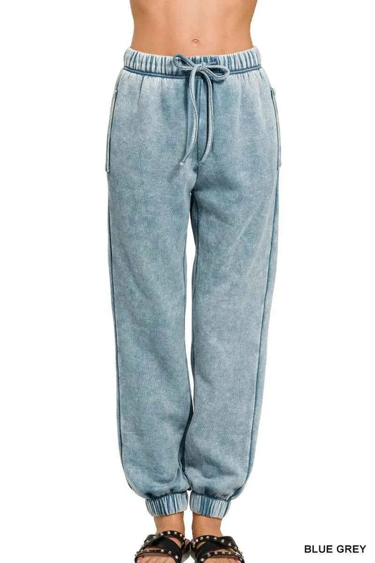 Zenana Acid Wash Fleece Sweatpants with Pockets BLUE GREY 7d6f7ba41cc4443a8535774eba9ca548-Max-Origin