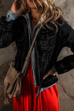 Fake Two-Piece Hooded Zip-Up Denim Jacket 7d84502dd7f94e52a69a7061ddeec355-Max