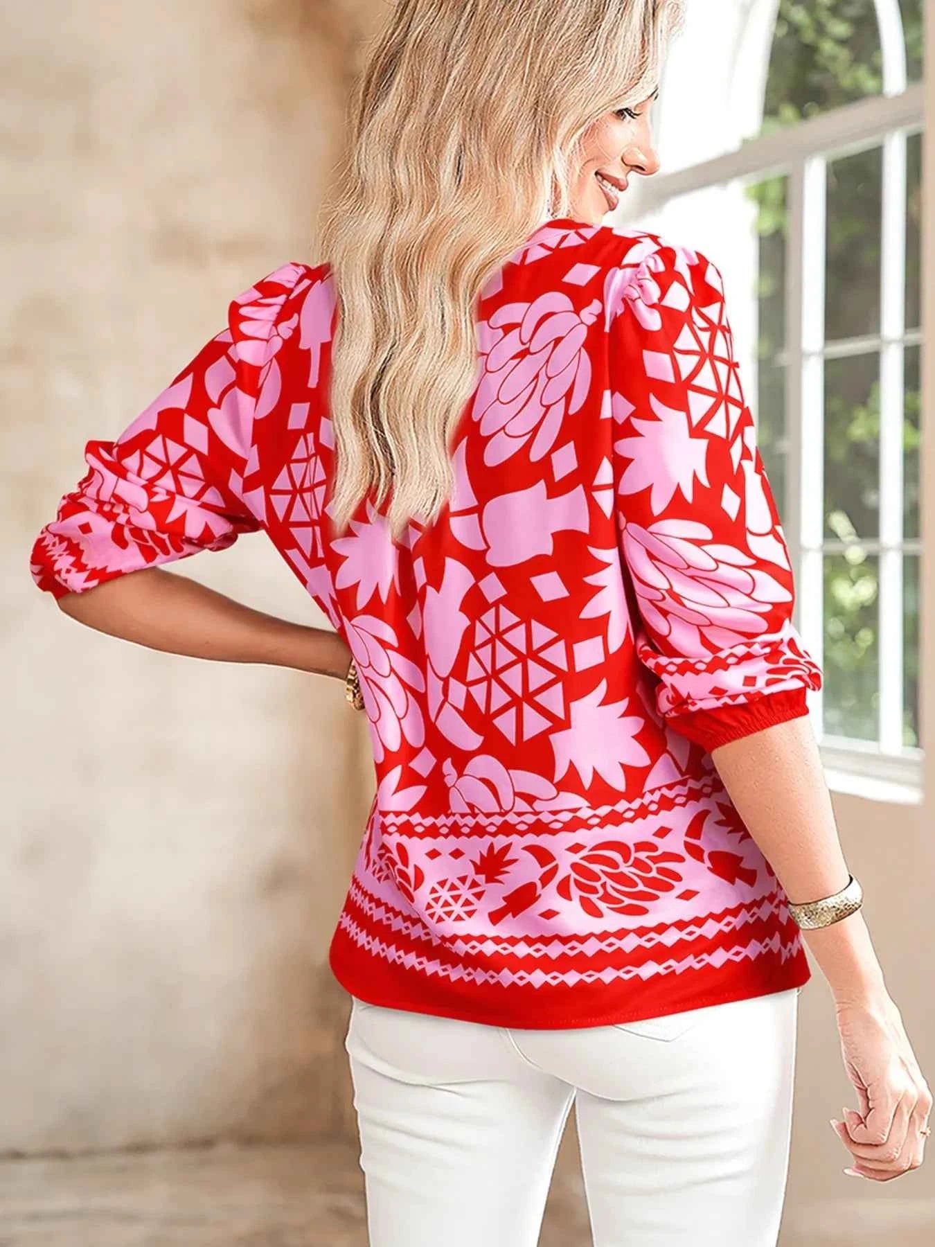 Floral Print Tie-Neck Button Down Shirt 7da925d8-82fd-4a8f-bb23-a24f23e7067a-Max-Origin
