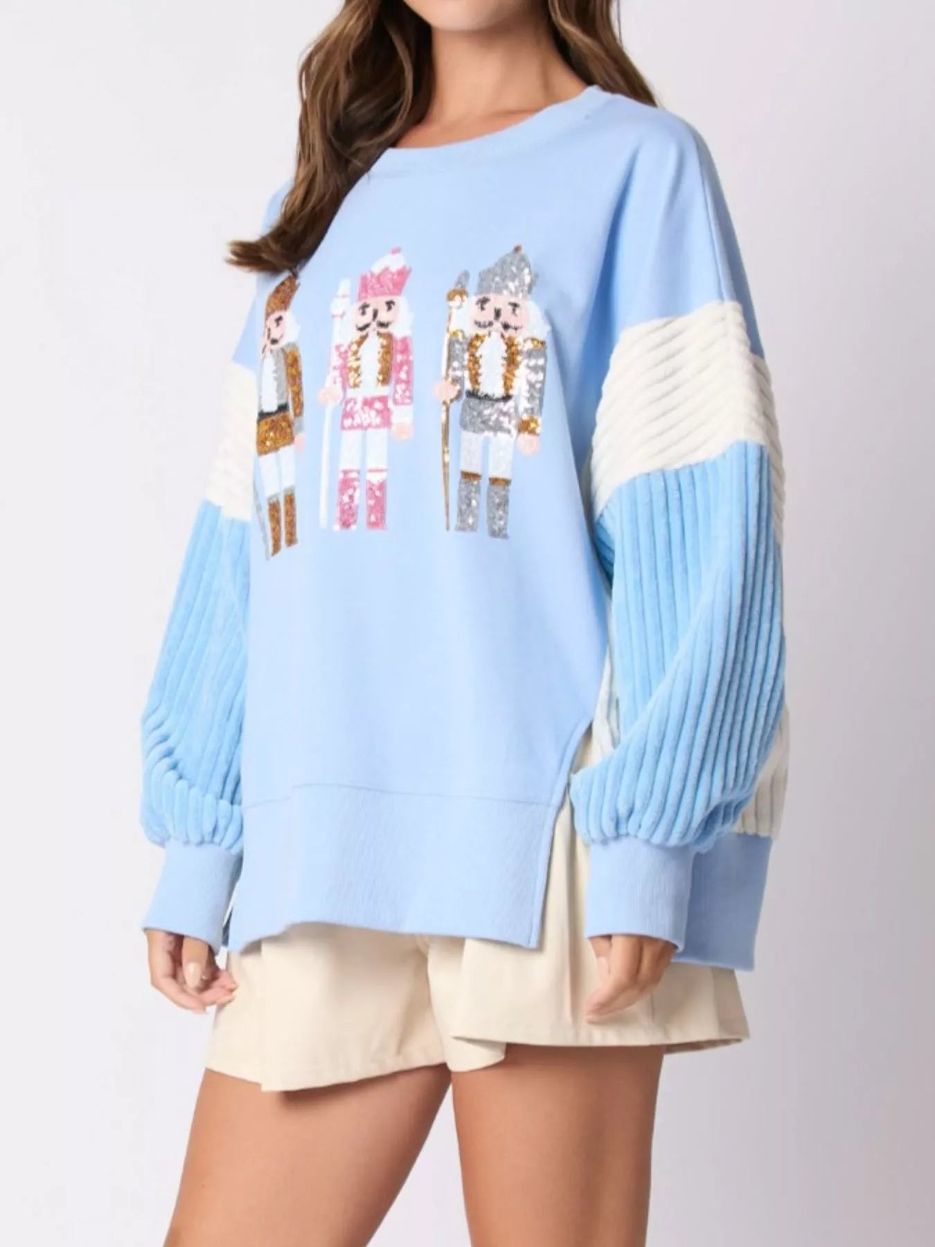 Nutcracker Long Sleeve Sweatshirt with Side Slit 7daa7173-5538-4868-aa13-034b3aa968ed-Max-Origin