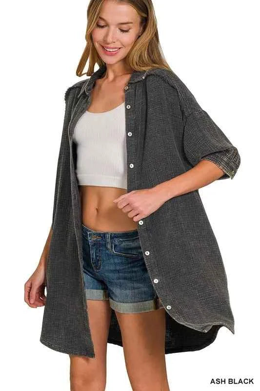 Zenana Washed Double Gauze Button Down Shirt Dress 7dae0fe3a61345b4bfda7d1a2a88a173-Max-Origin