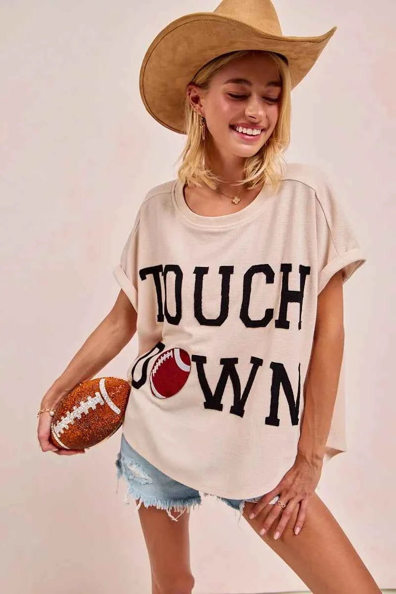 BiBi Game Day Touchdown Letter Patches Waffle Short Top 7db10d00f4094b29abe026fa983dd962-Max-Origin
