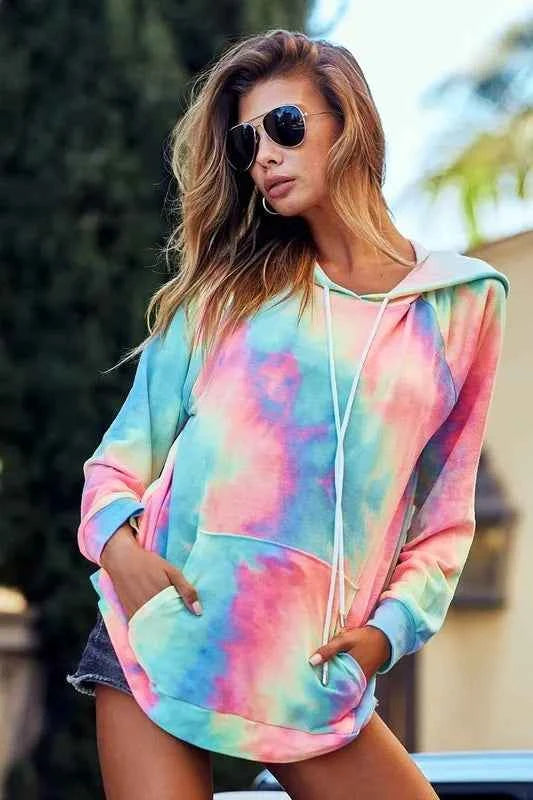 Tie Dye French Terry Hoodie with Kangaroo Pocket CHARCOAL TIEDYE 7db51b6291944d239be71a6ddbeaa8a4-Max-Origin