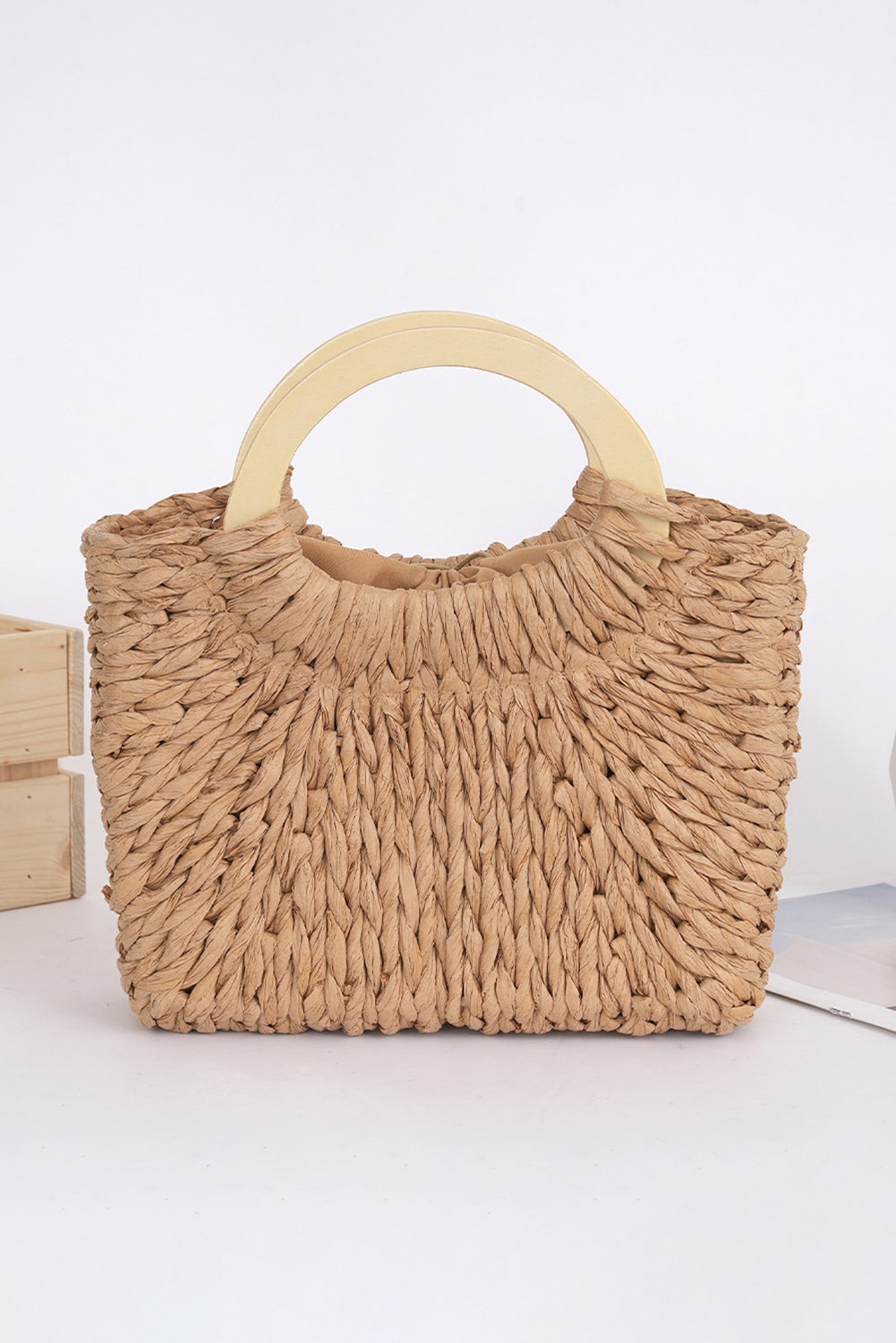 Camel Retro Straw Woven Tote Bag 7db67e55885c9fad