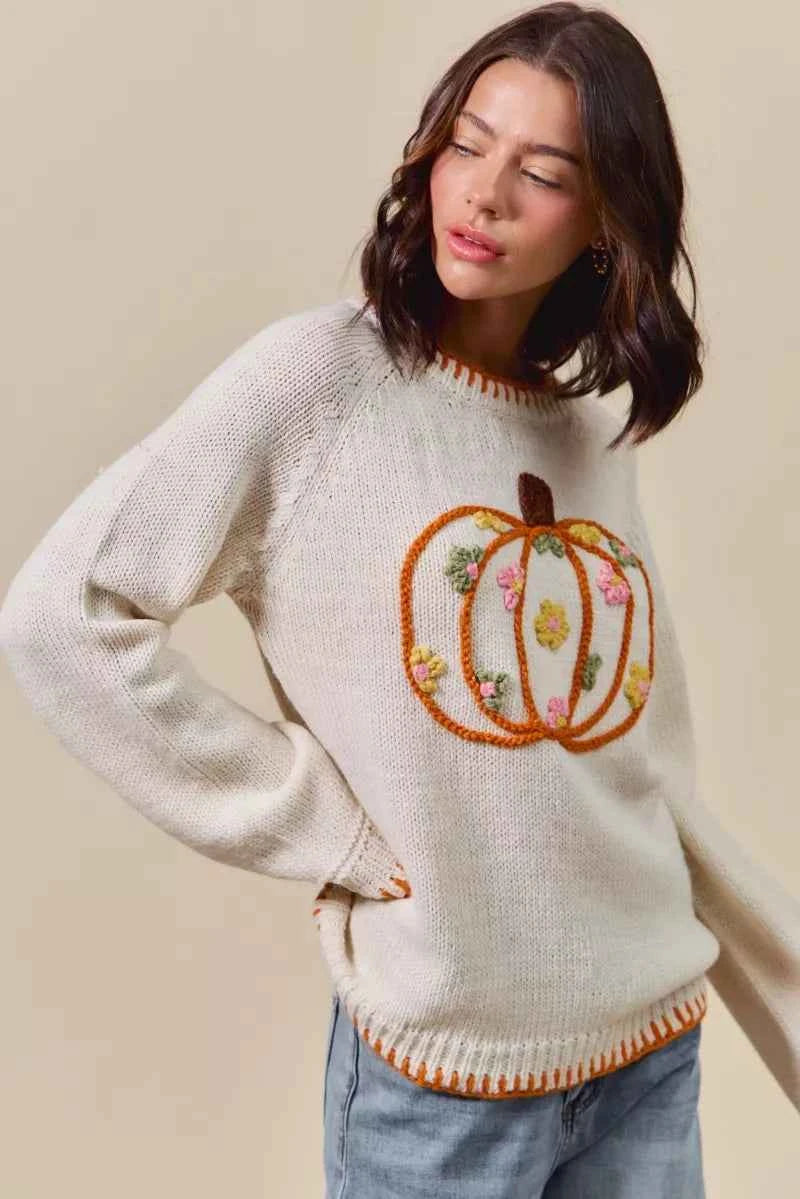 SO ME Pumpkin Floral Embroidered Thanksgiving Sweater 7dba4bbe2bee4f8e9fd84dfe9c51433a-Max-Origin