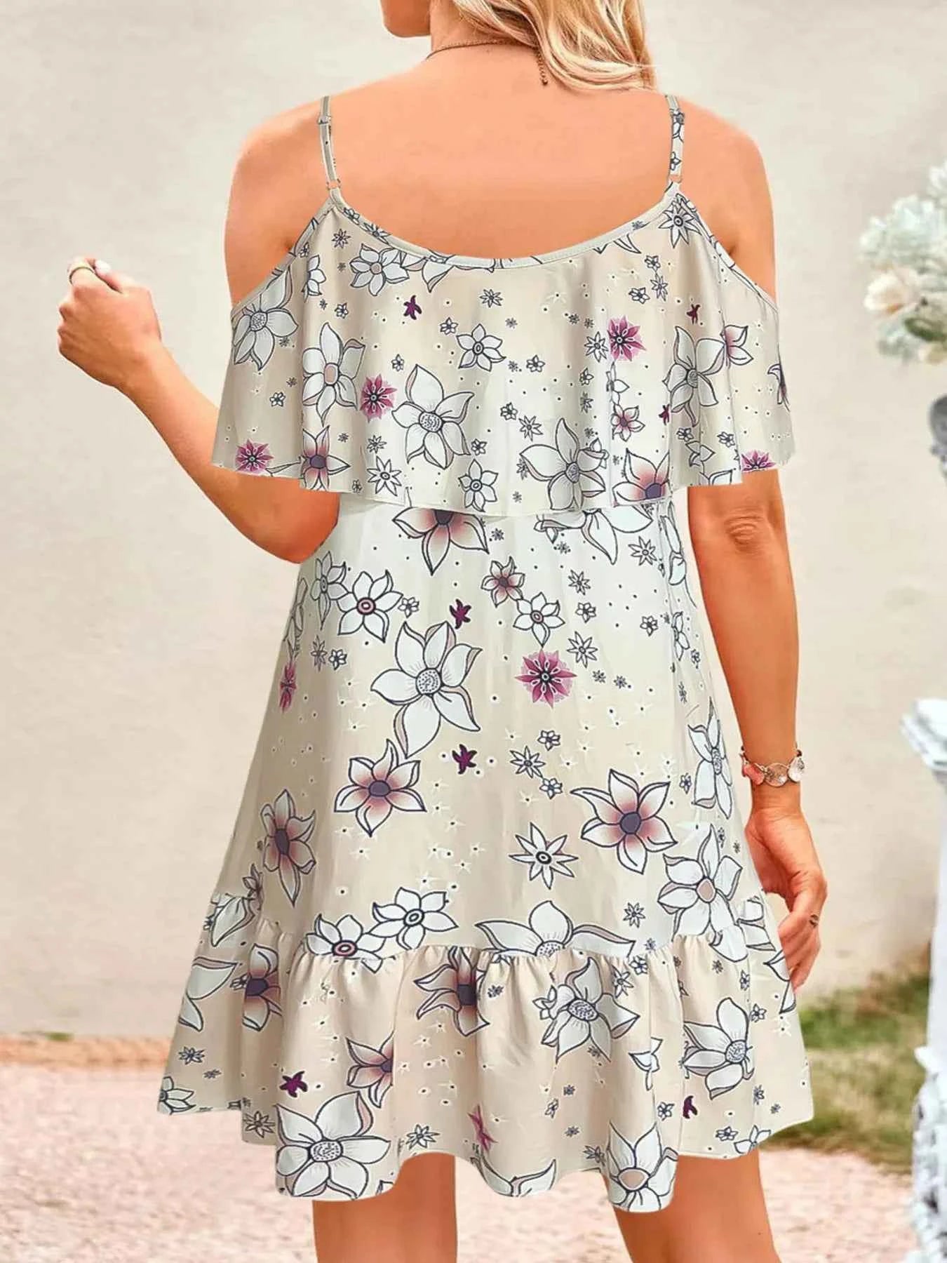 Floral Cold Shoulder Ruffle Mini Dress 7dbcbabae55e460988417faea73567ea-Max-Origin