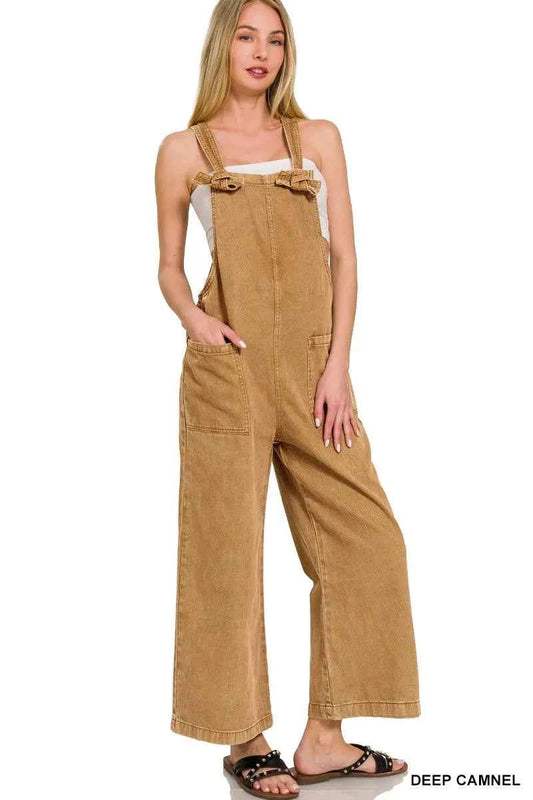 Washed Knot Strap Pockets Jumpsuit DEEP CAMEL 7dc191792cd143a9a8e011e6b599d117-Max-Origin