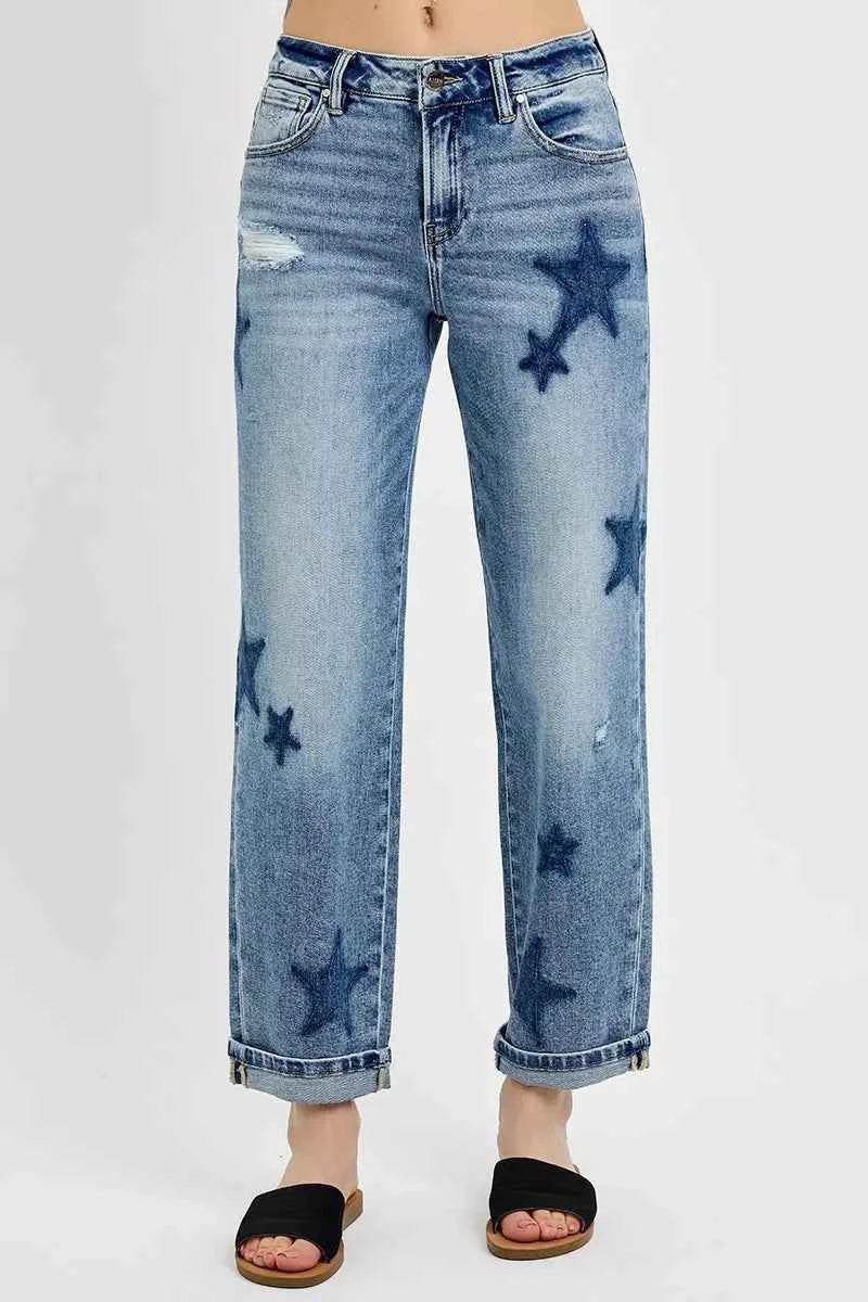 RISEN Full Size Mid Rise Boyfriend Star Shadow Detail Cuffed Jeans Plus Size 7dc4eaeb90d744a892cca29bcb228775-Max-Origin
