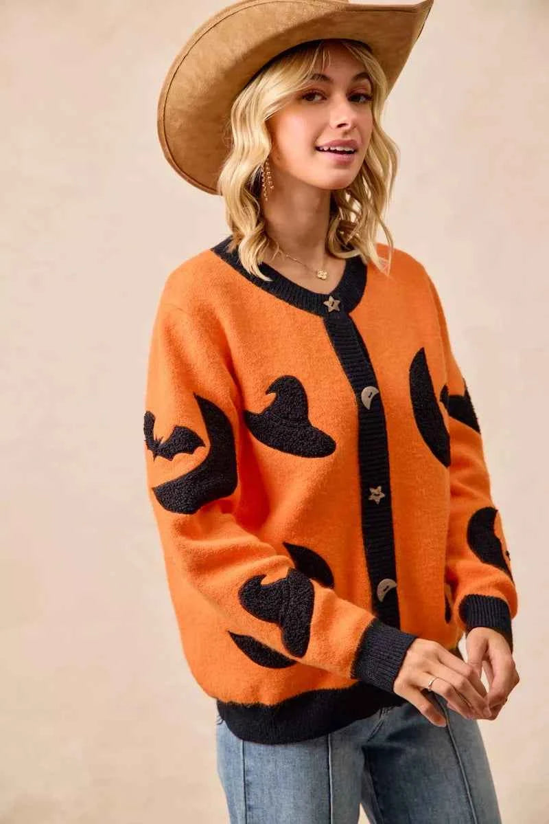 BiBi Halloween Witch Hat Moon Bat Artwork Cardigan 7dcb769534dd42139fcbd291413f9531-Max-Origin