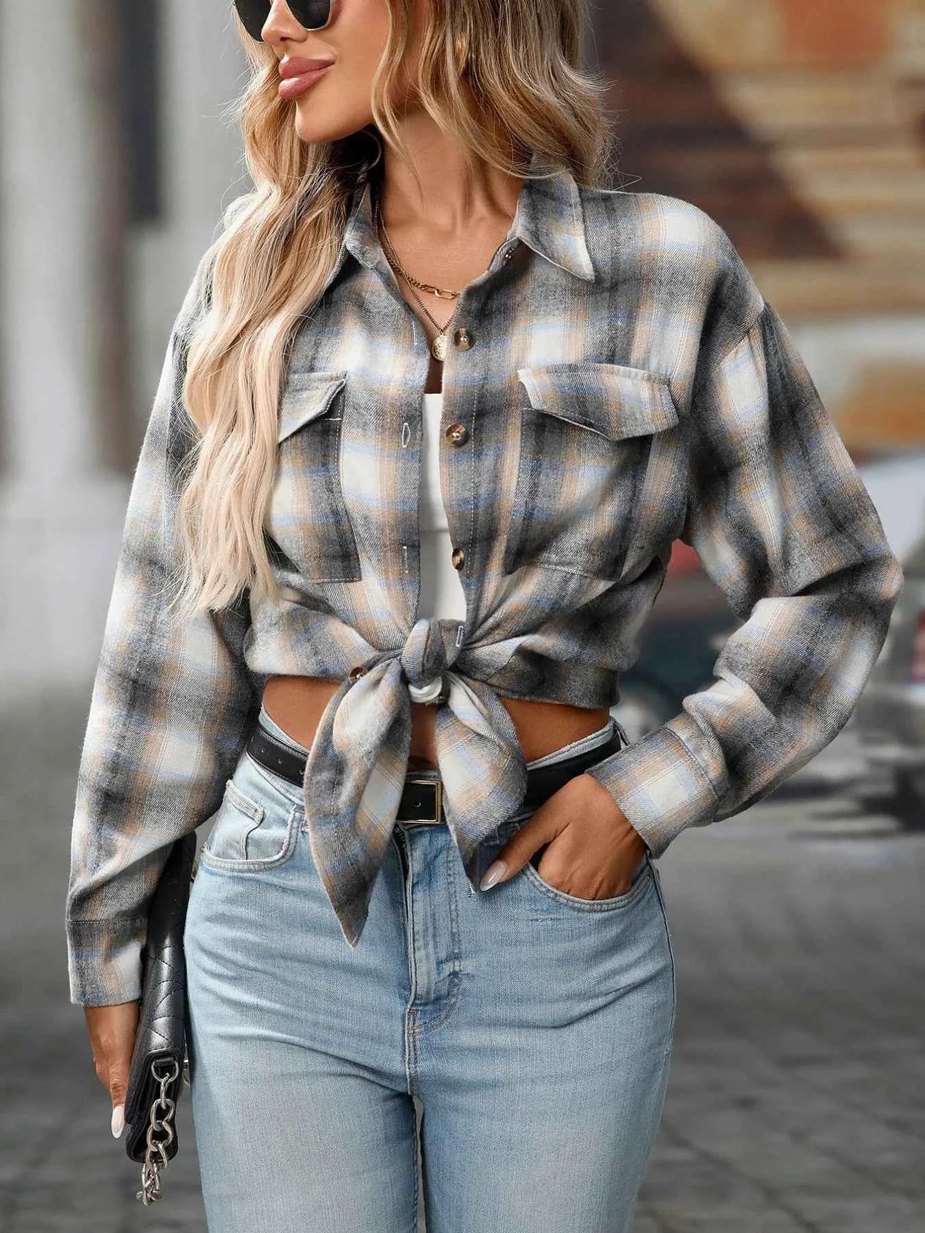 Oversized Plaid Button-Up Shirt Gray 7de0a826-2e25-41e9-9e26-912feafb74fe-Max-Origin