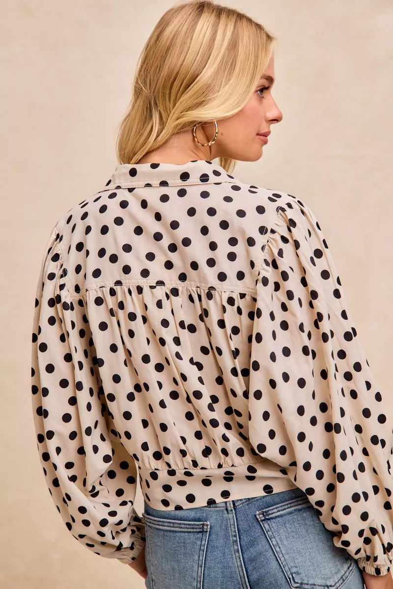 BiBi Polka Dot Print Tie Hem Detail Crop Shirt 7de9411f52f24876a178376b6a919b46-Max-Origin