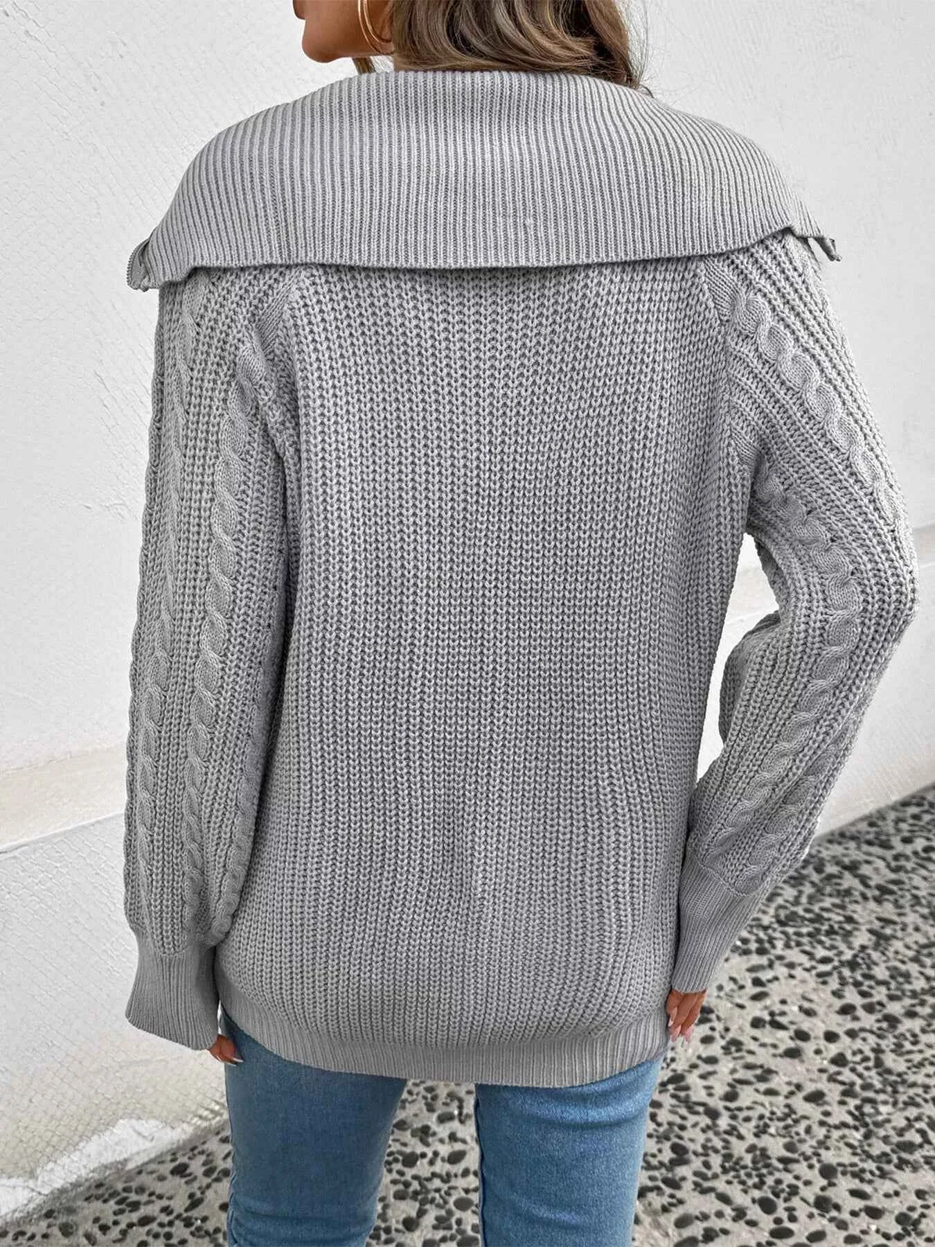 Cable Knit Half Zip Sweater
