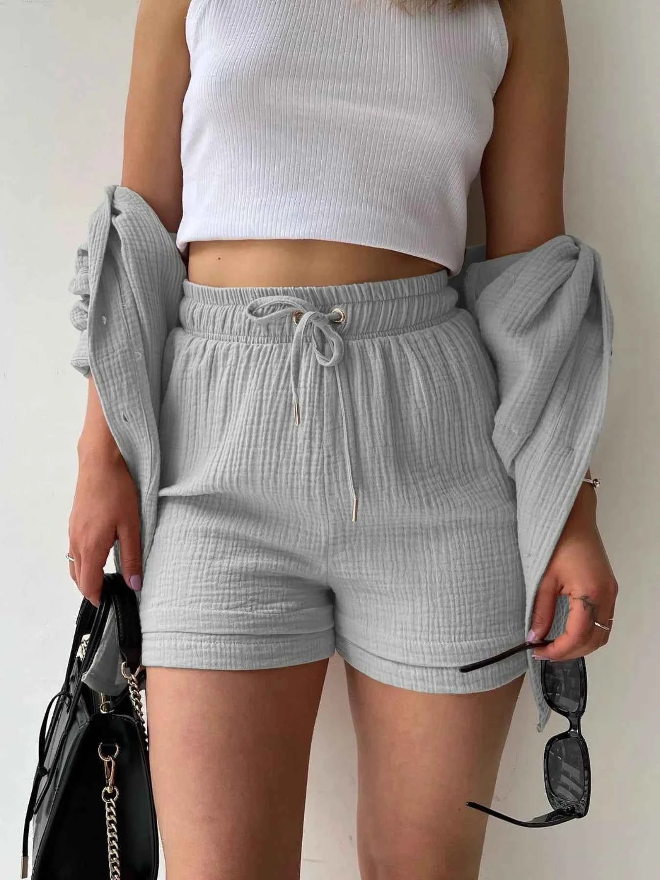 Textured Button Up Shirt and Shorts Set 7e02bdd8-60c8-41a9-b2e2-0e828b230c17-Max-Origin