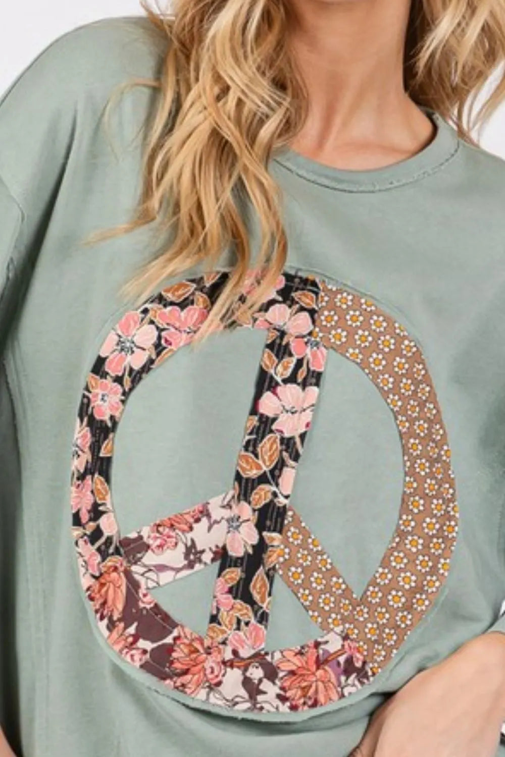 SAGE + FIG Floral Peace Patch Round Neck Top 7e08114d-42cf-4bd6-8405-c115114aa7fb-Max