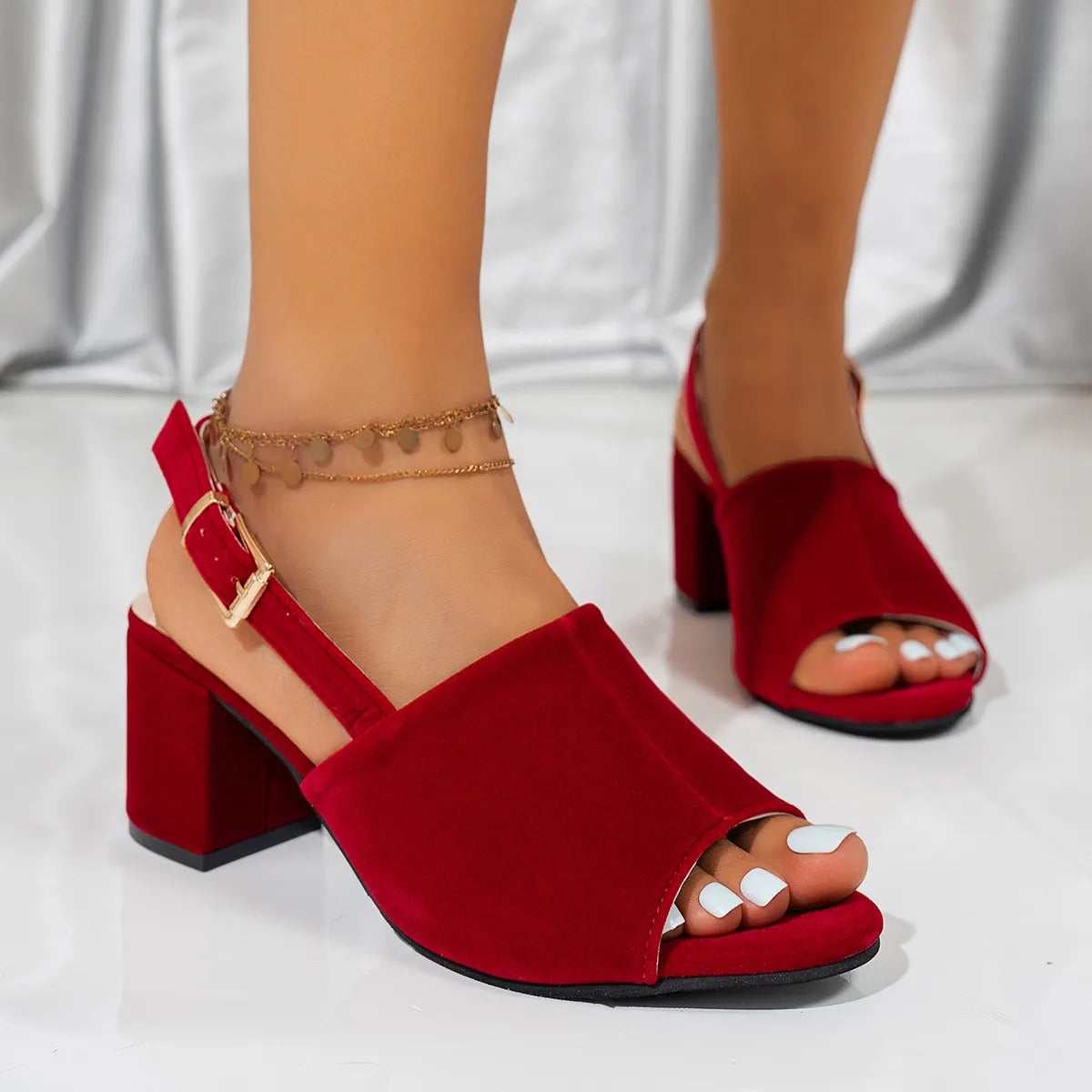 Peep Toe Block Heels Sandals Red 7e153bf6-2d87-47c6-9a3e-da88f7c1b5c1-Max-Origin
