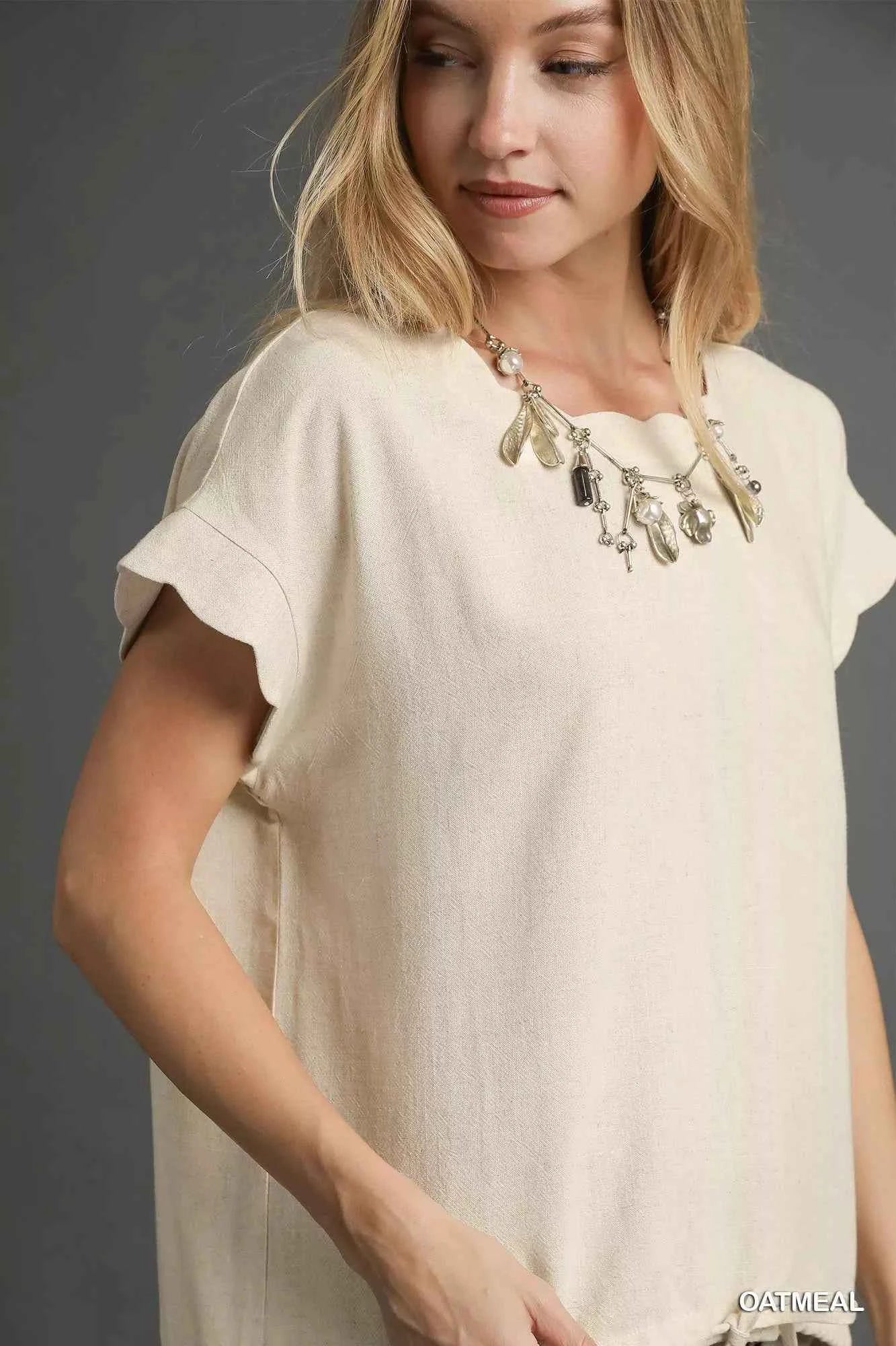 Linen Scalloped Round Neck Top 7e1bfed4-5629-4db6-964f-d24a36eee020-Max-Origin