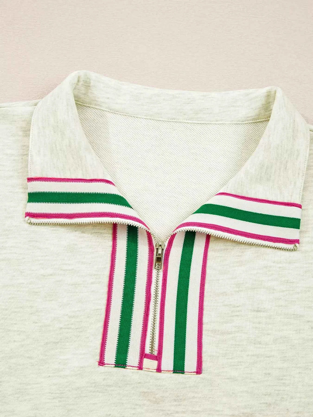 Contrast Striped Patchwork Zip Collar Sweatshirt 7e2edfb5229a40a49d2c8ac1a40d9be8-Max-Origin