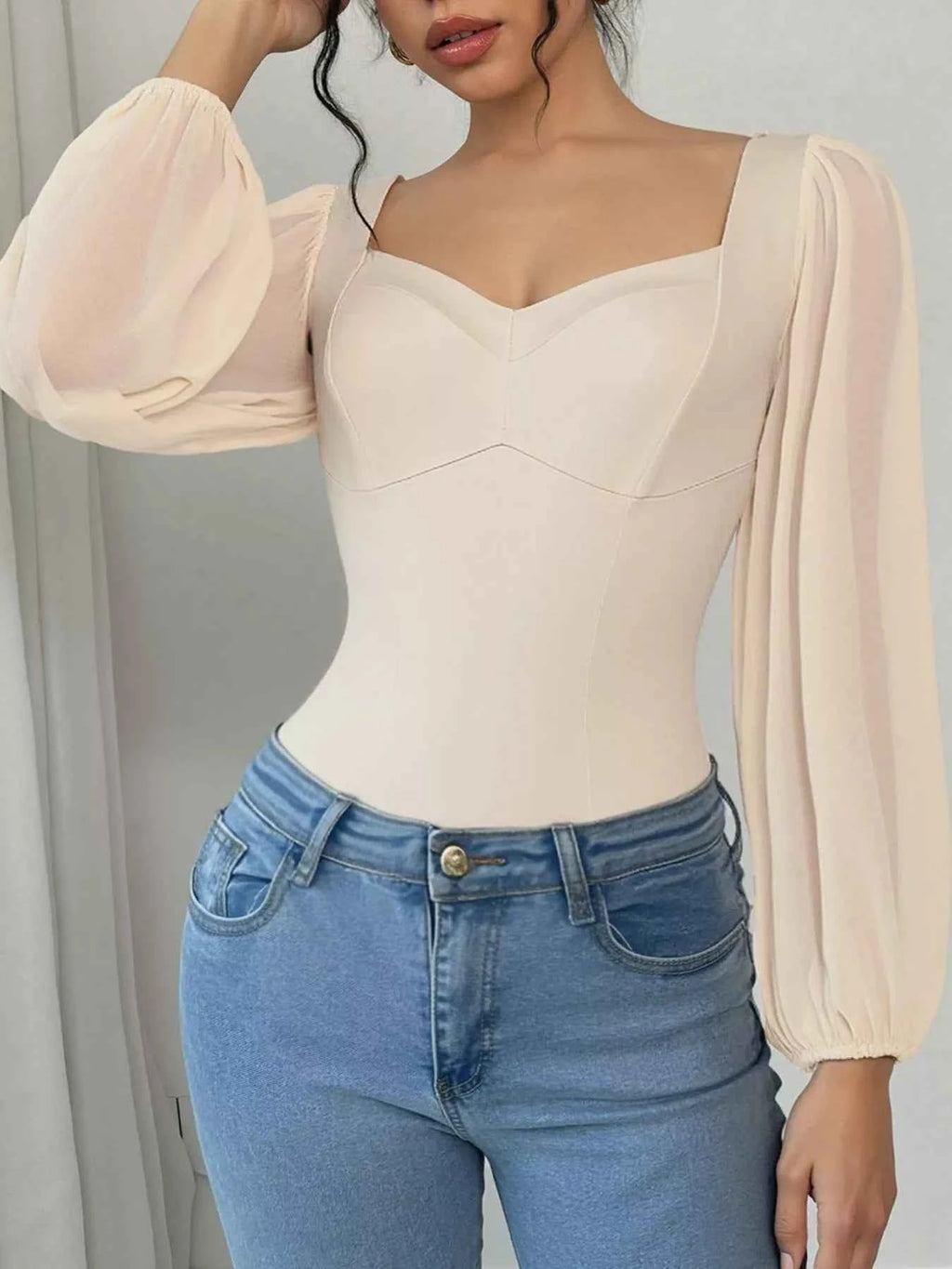 Sweetheart Neck Balloon Sleeve Bodysuit 7e417524-3562-4130-ac19-84a2fa1c07ff-Max-Origin