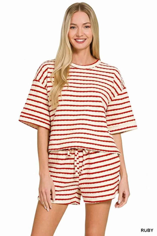 Striped Short Sleeve Tee & Shorts Set 7e436c77-203f-4aaa-baa3-70037564fa9a-Max-Origin