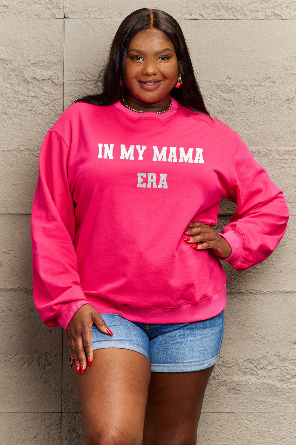 Simply Love Full Size IN MY MAMA EAR Graphic Sweatshirt 7e45942d5feb4045abda3475904f2651-Max