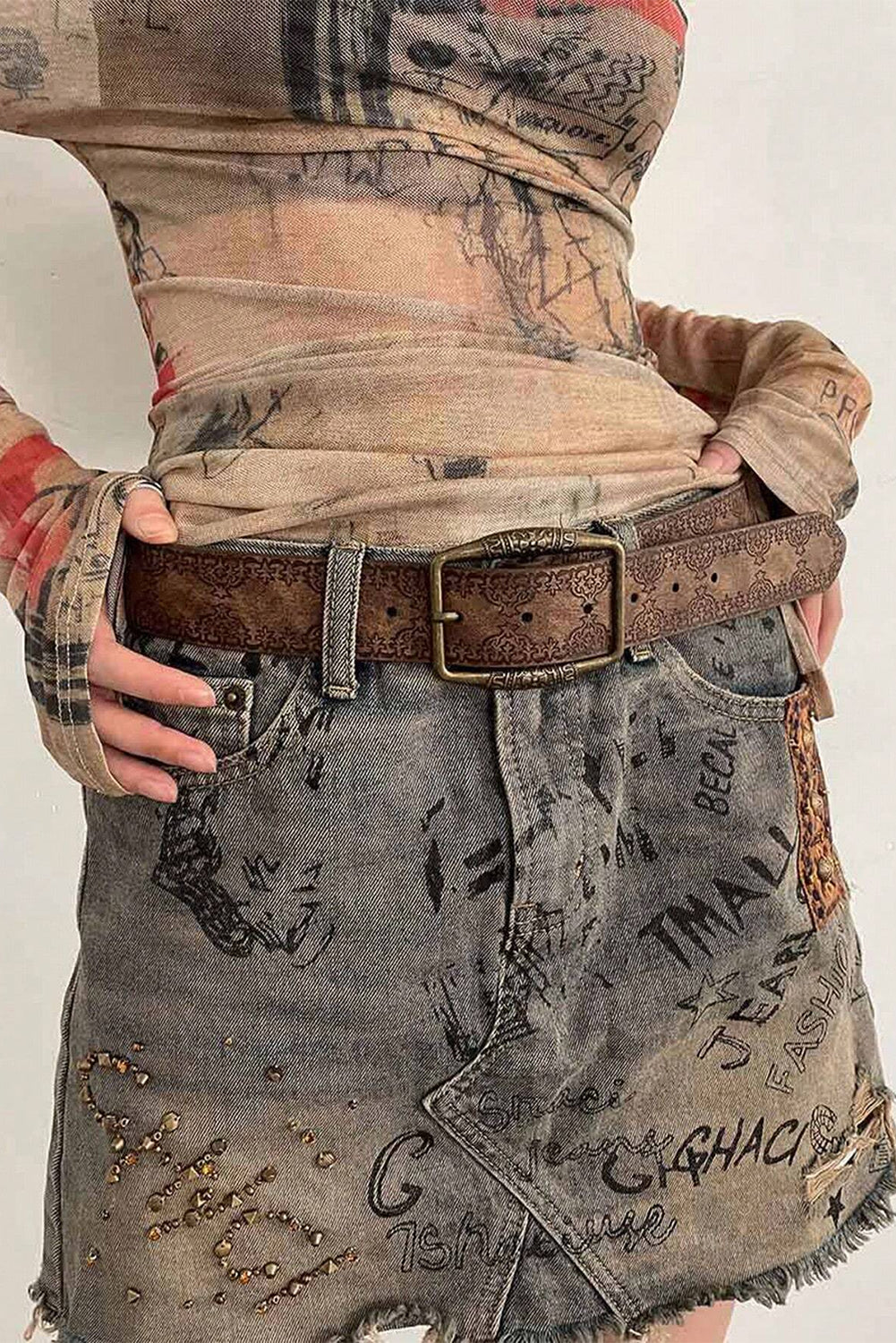 Chestnut Vintage Pattern PU Leather Waist Belt 7e45b8a4b63e1b26