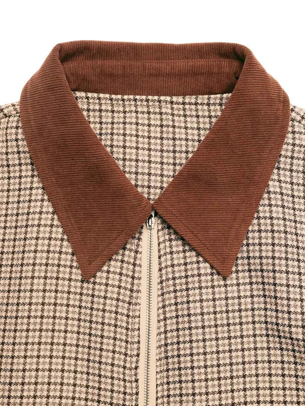 Plaid Zip Up Long Sleeve Jacket 7e4de5aff73c49378742de15d847bce2-Max-Origin