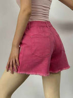 Rhinestone Chain Raw Hem Denim Shorts 7e534671-5713-4d95-b201-978d14a1834c-Max