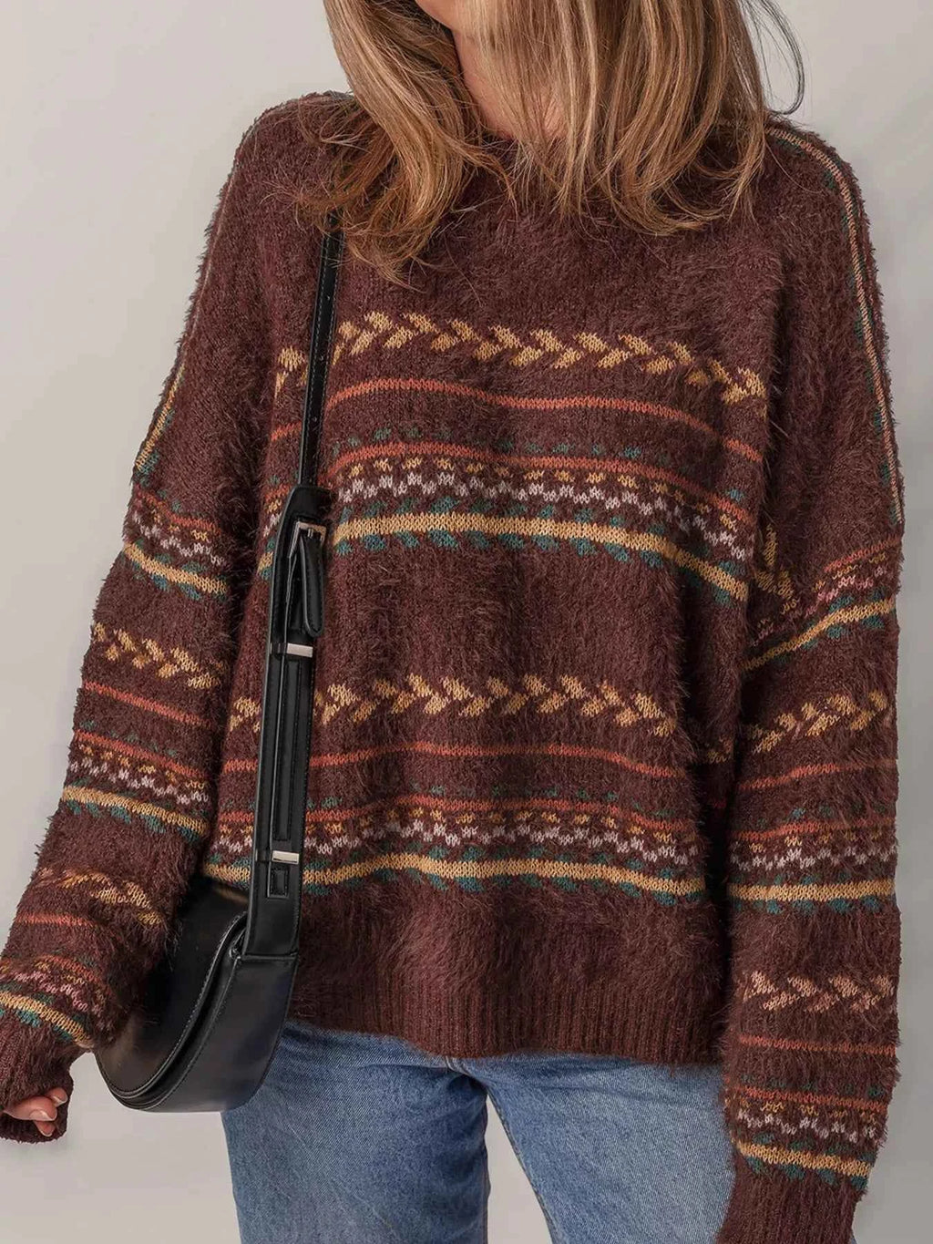 Ethnic Pattern Mohair Knitted Drop Shoulder Sweater 7e64c4c5fa254dba88261081f814e433-Max-Origin