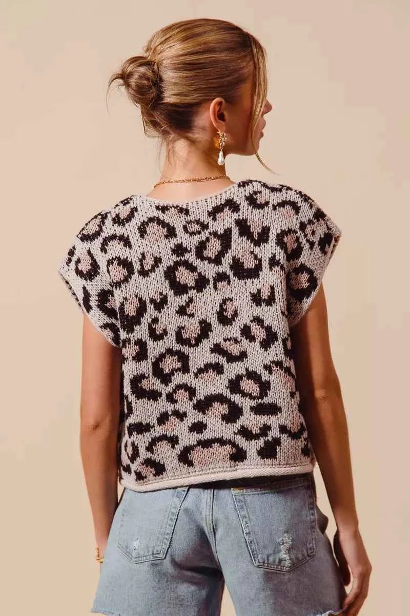 SO ME Big Metal Button Front Leopard Sweater Vest Top 7e74ccc06aac462f98315b8d7b2efc7e-Max-Origin