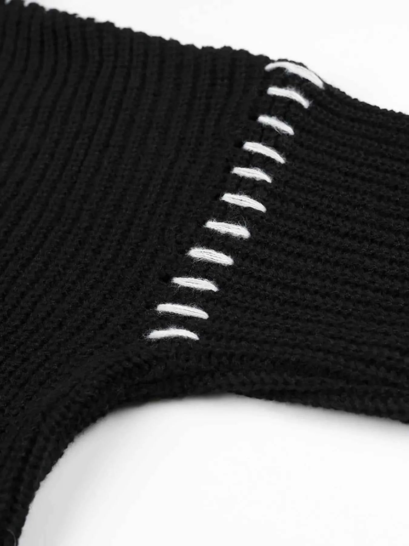 Contrast Mock Neck Long Sleeve Sweater