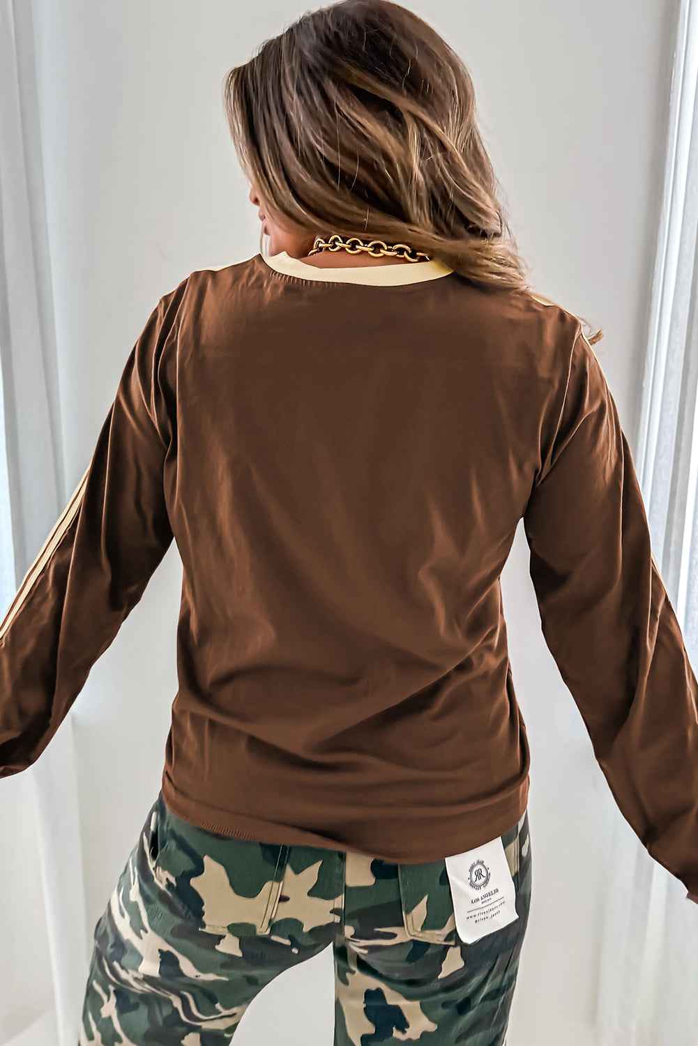 Fiery Red Varsity Striped Crew Neck Long Sleeve Top 7e7d72dcec0cdd69