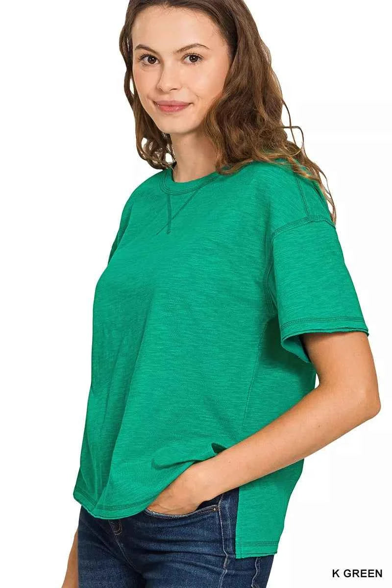 Zenana Cotton Slub Short Sleeve Tee 7e7d86de281049ce8a7ba73a1f55bde6-Max-Origin