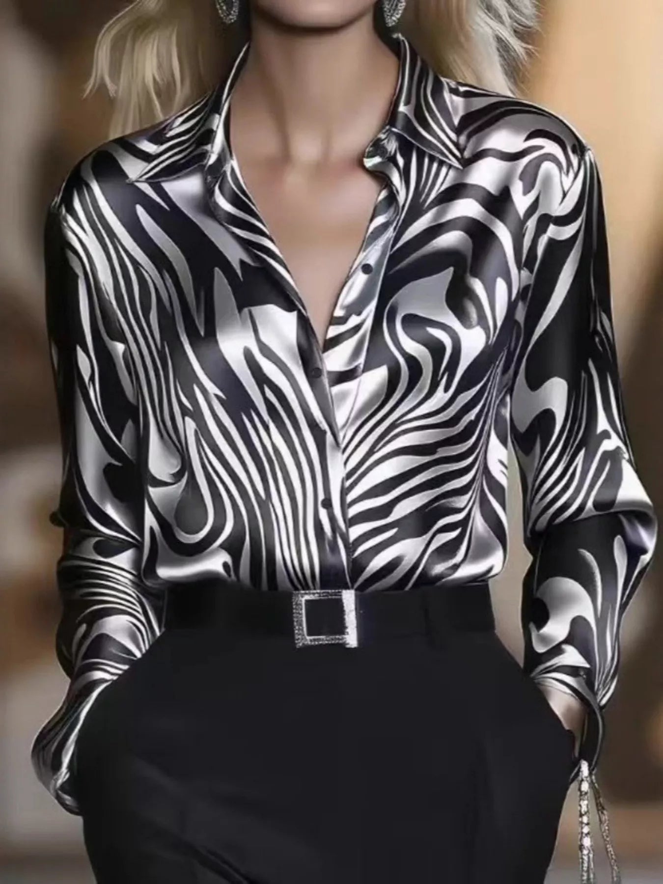 Zebra Print Button Up Shirt Black 7e7f7e5d754b4700ad56e0a994014e51-Max-Origin
