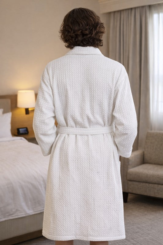 Cotton Waffle Bathrobe, Unisex Knee Length 7e80b078-9065-490b-93a0-f982faf0cc12