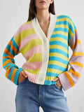 Striped Knit Button-Down Cardigan Pink Green 7e817dc8-1844-499d-90e1-2b1cdaff58ef-Max-Origin