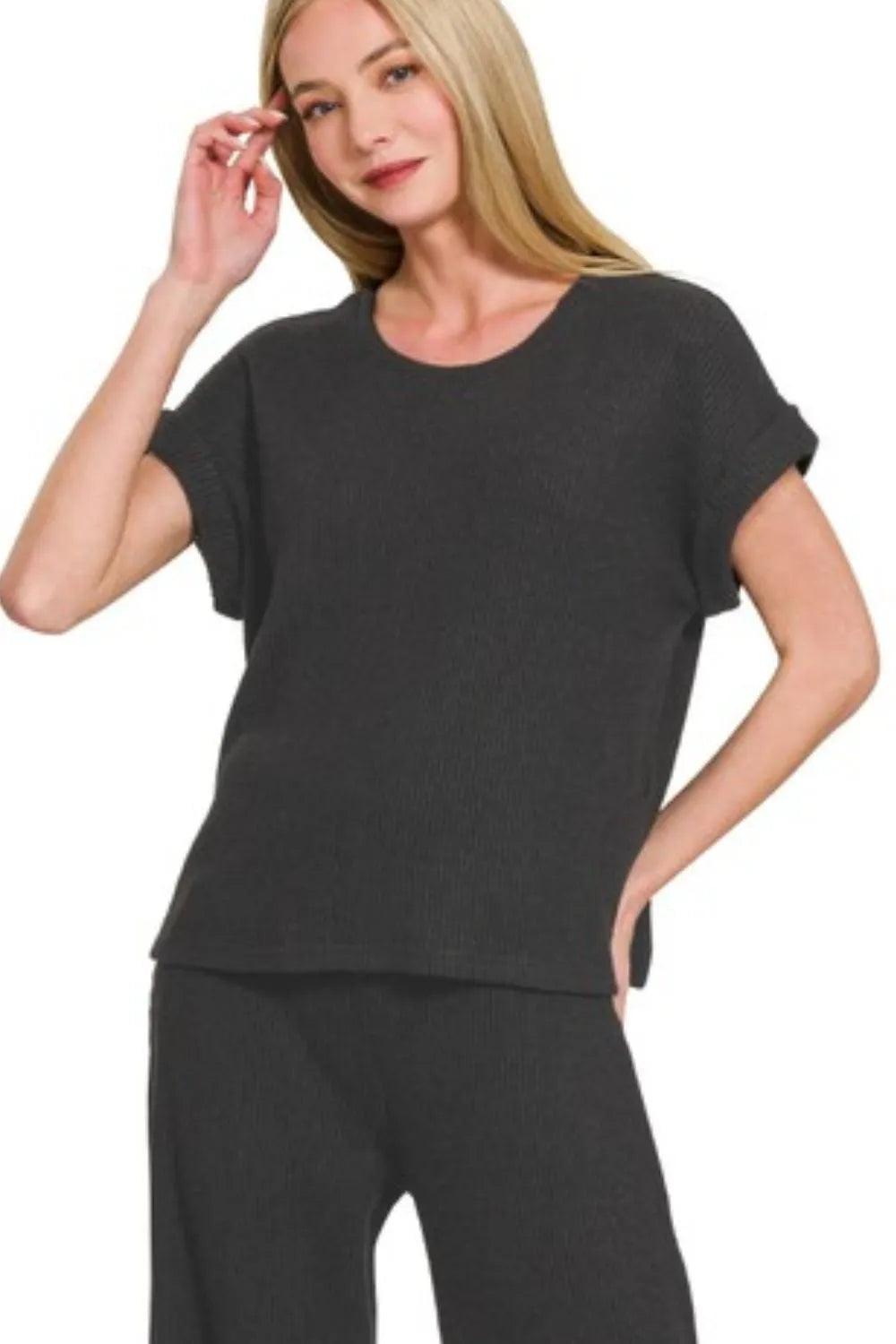 Zenana Rolled Sleeve Top and Pants Sweater Set 7e866fca-c597-4531-8c59-dd6ec3fa858e-Max-Origin